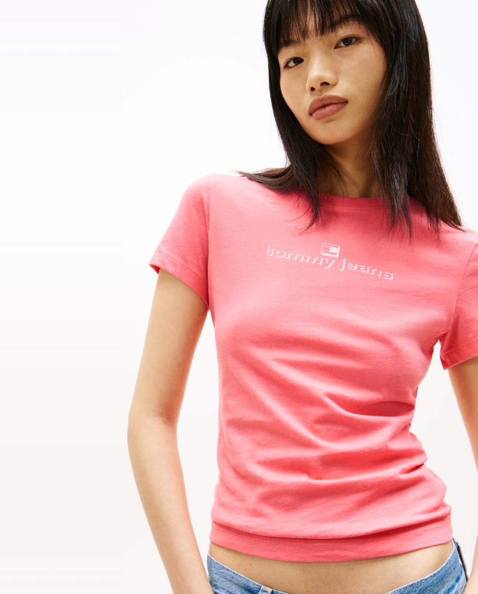 T-shirt de Manga Curta Slim Fit Rosa-3