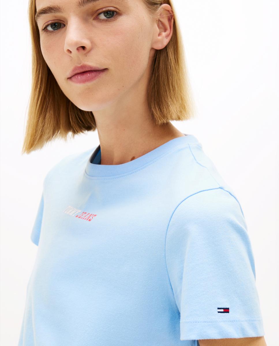 T-shirt Regular Fit com Estampado à Frente Azul-claro-3