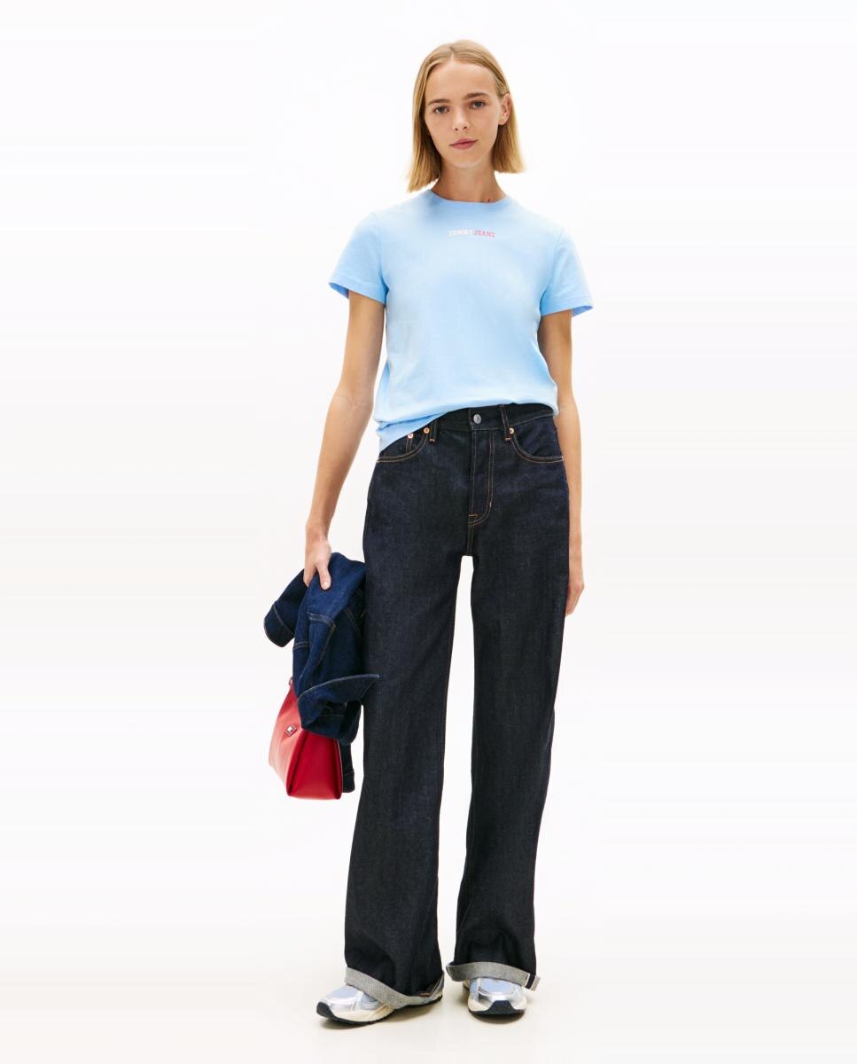 T-shirt Regular Fit com Estampado à Frente Azul-claro-5