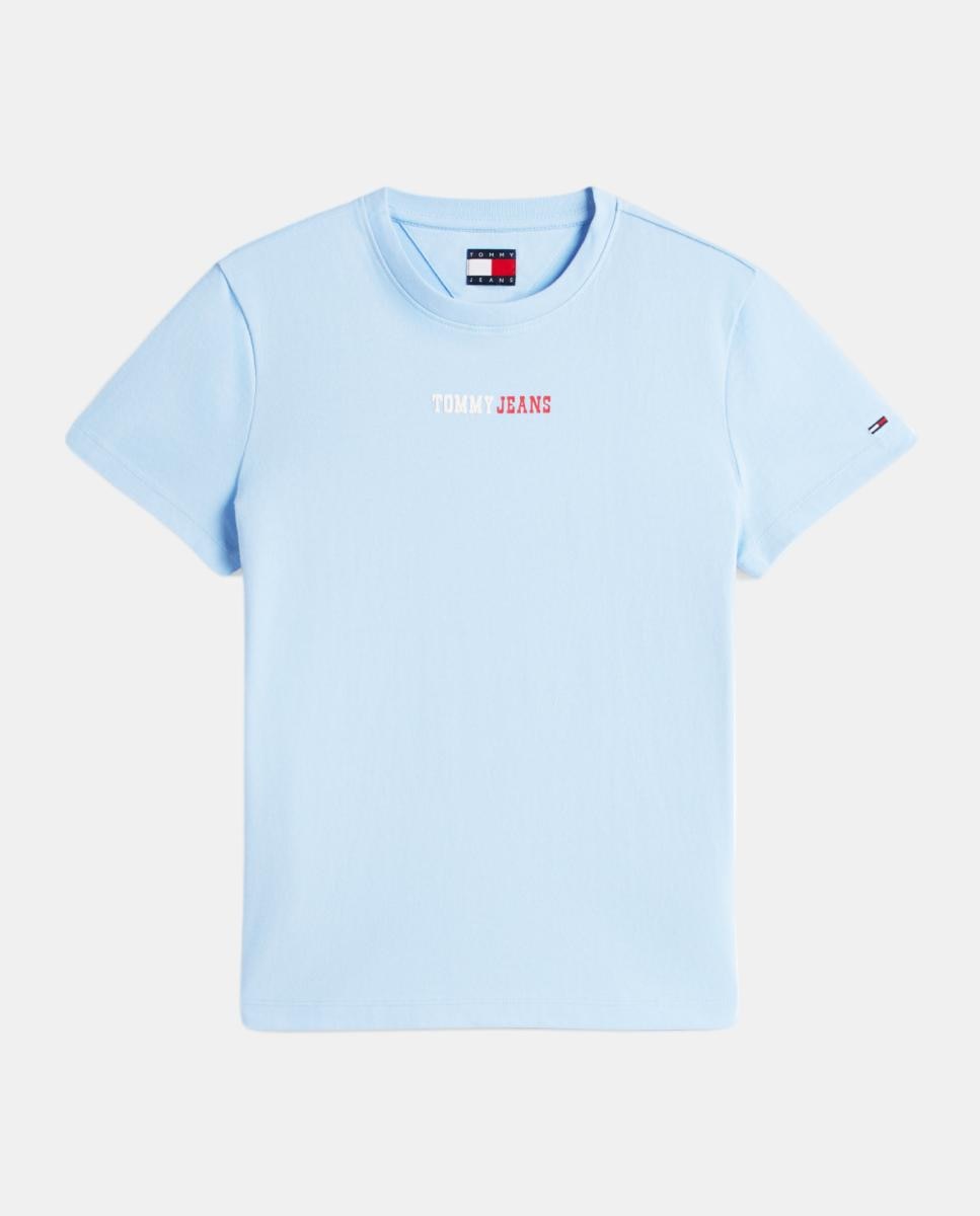 T-shirt Regular Fit com Estampado à Frente Azul-claro-4