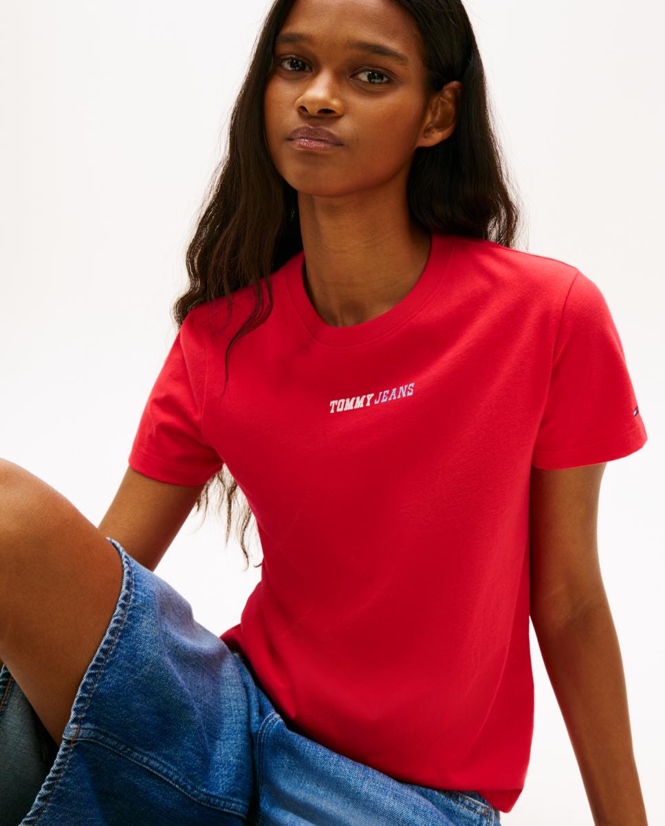 T-shirt Regular Fit com Estampado à Frente Vermelho-3