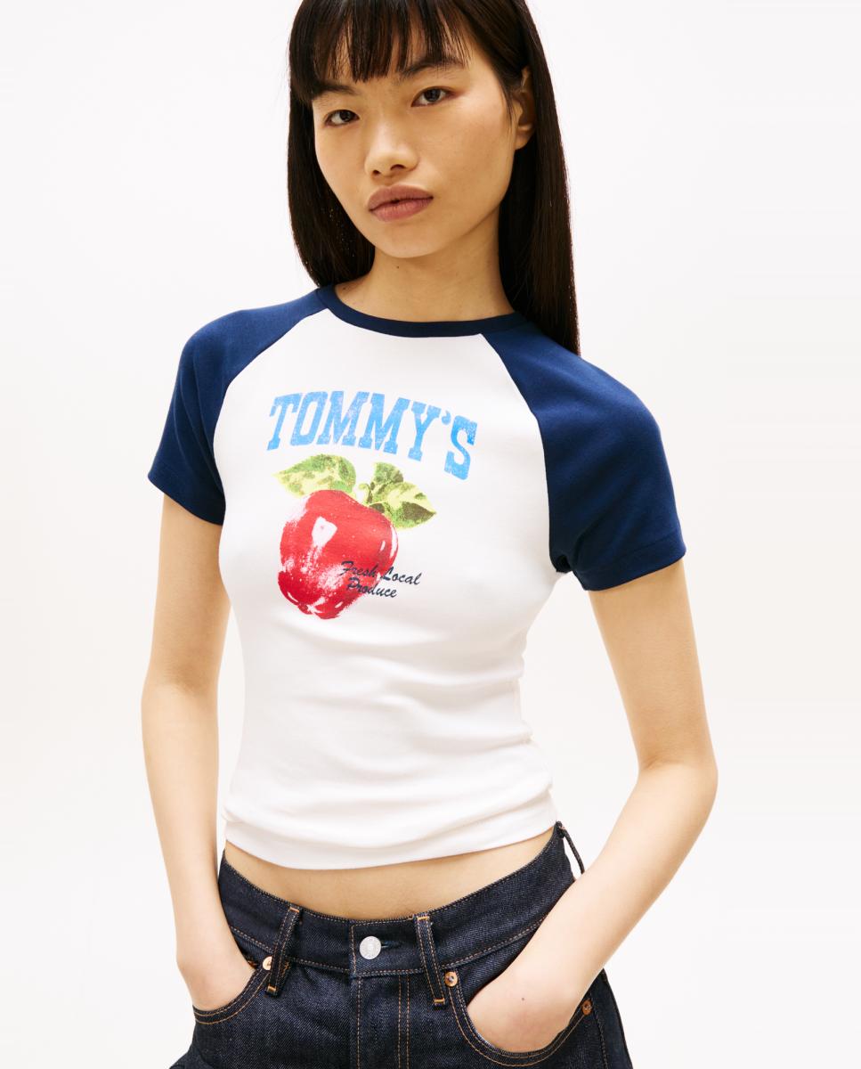 T-shirt Slim Fit com Estampado Gráfico Cru-3