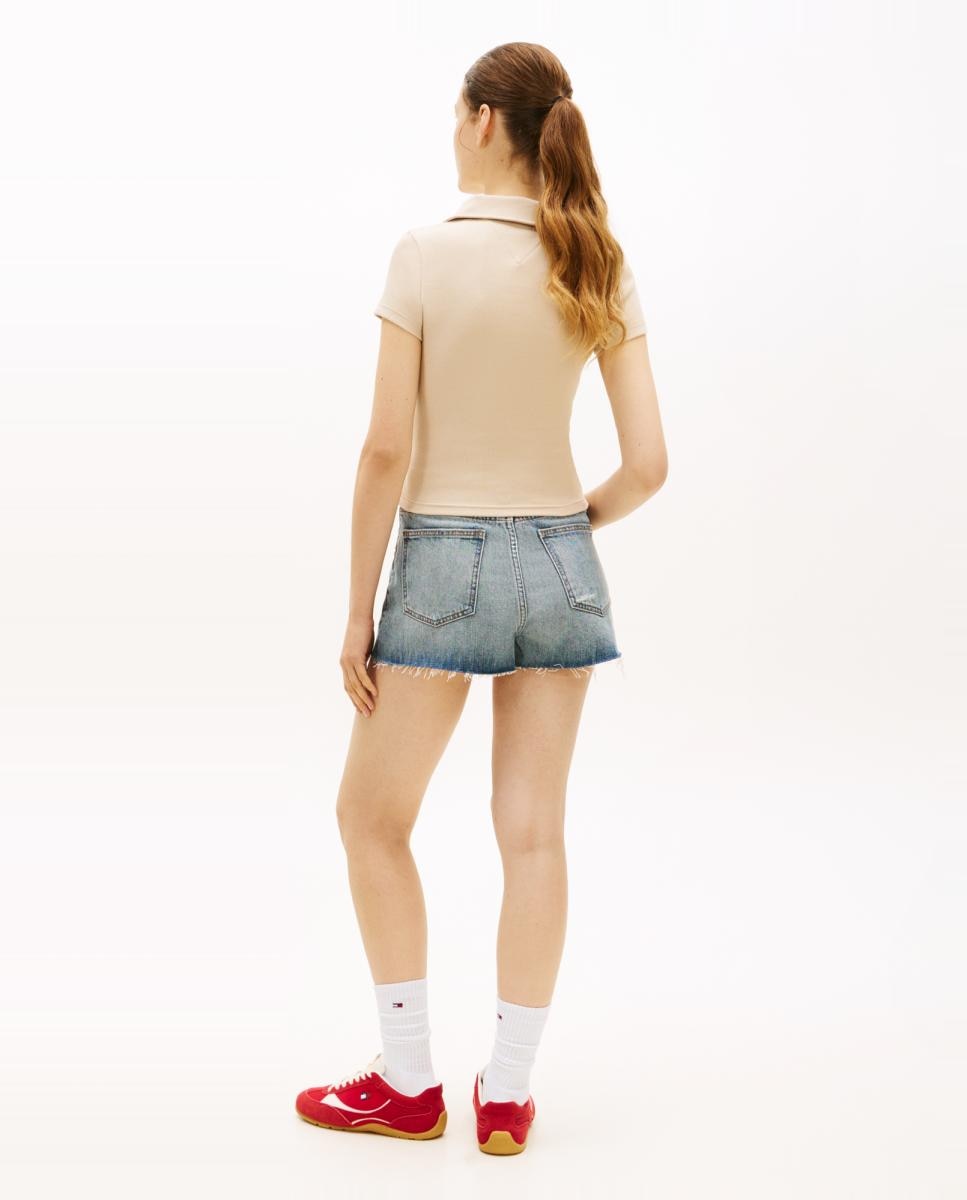 Polo Slim Fit Canelado Bege-2