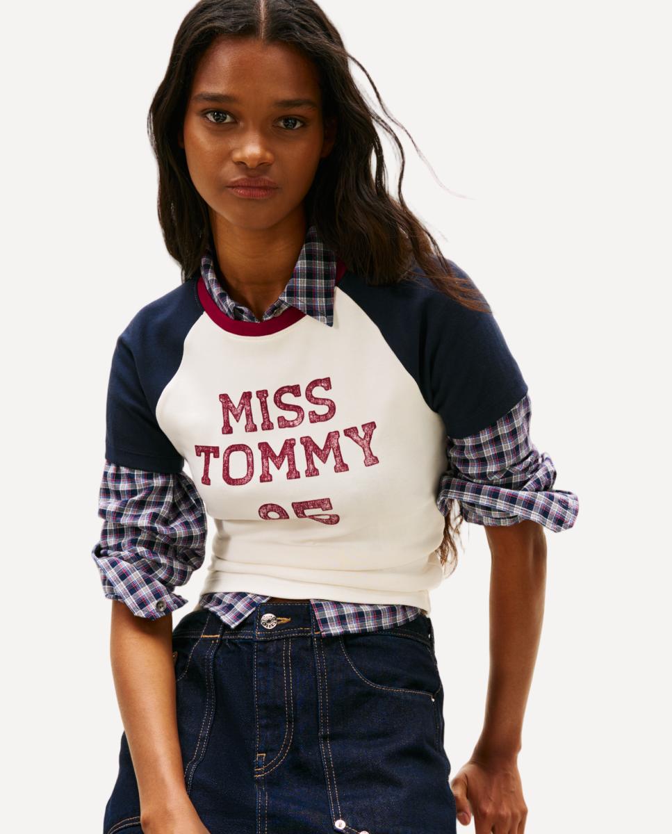 T-shirt Slim Fit com Mangas em Contraste Cru-3