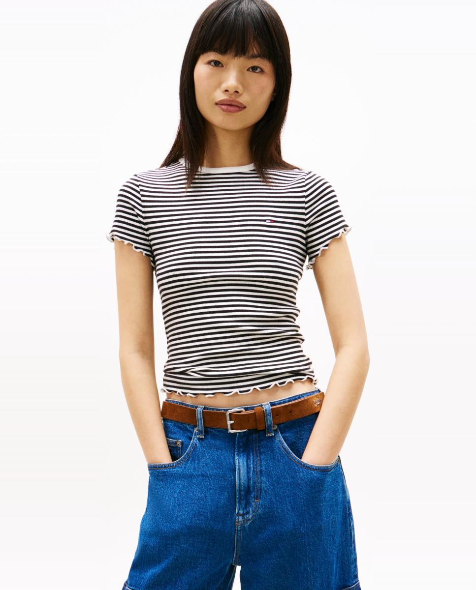 Imagem 0 de T-shirt Slim Fit Canelada às Riscas