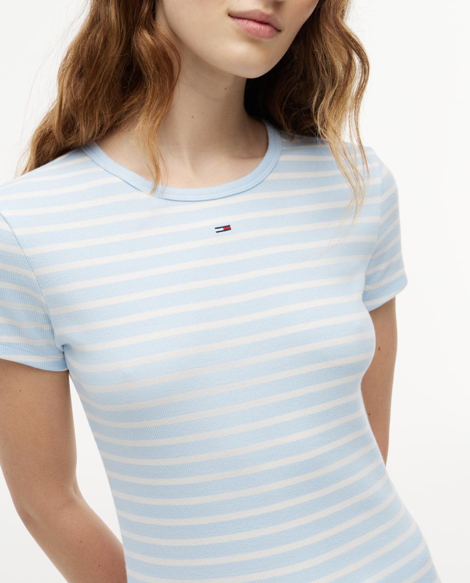 T-shirt Canelada Cintada Azul-claro-2
