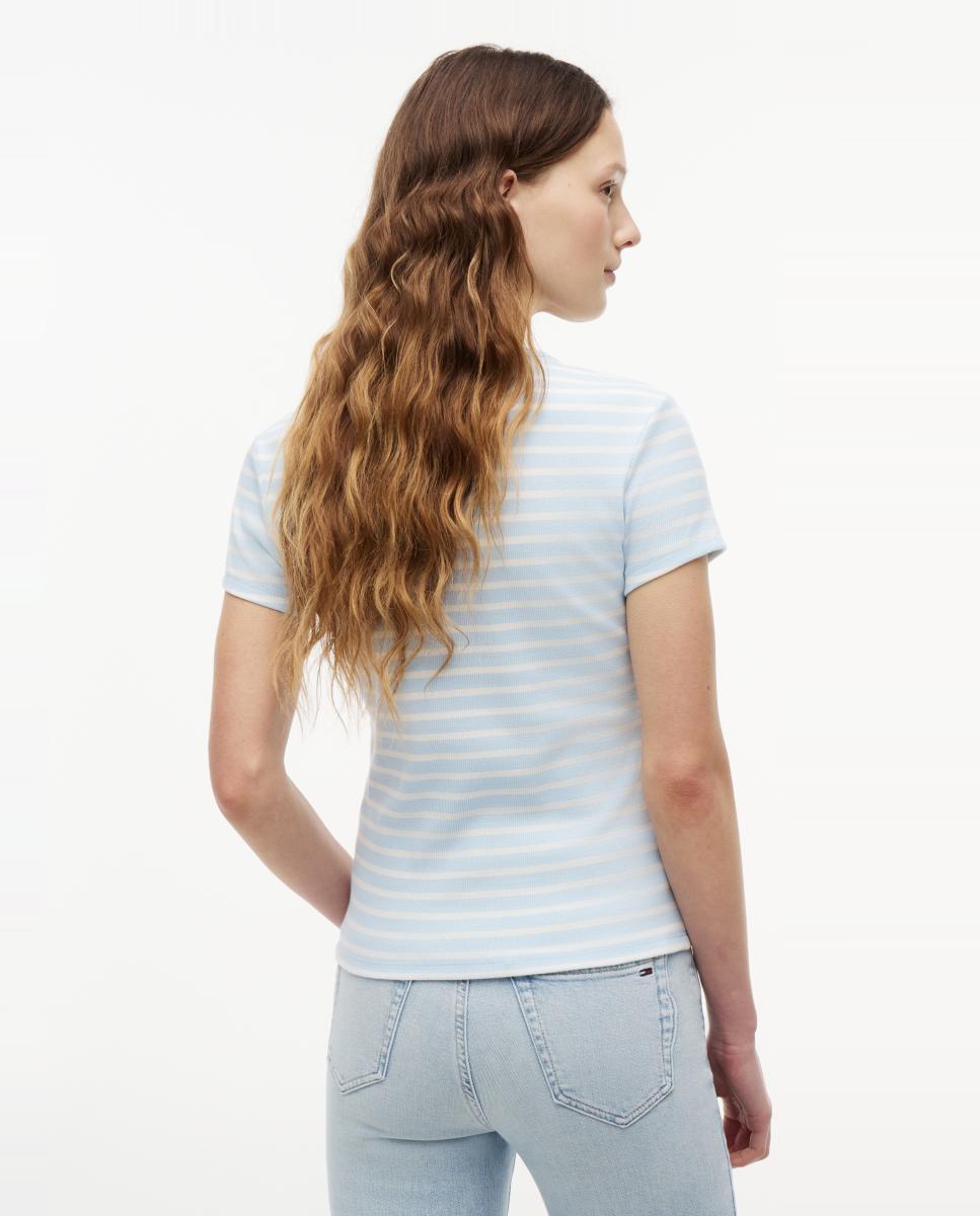 T-shirt Canelada Cintada Azul-claro-3