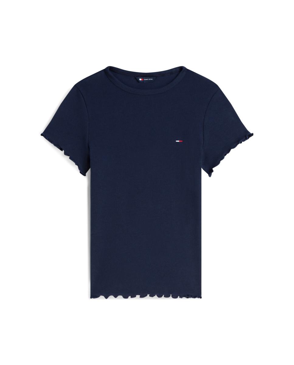 T-shirt Canelada de Fit Justo e Logótipo Azul-marinho-4