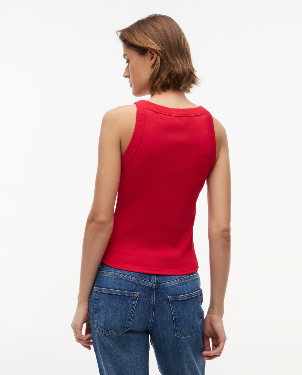 T-shirt sem Mangas com Logótipo Estampado Vermelho-3