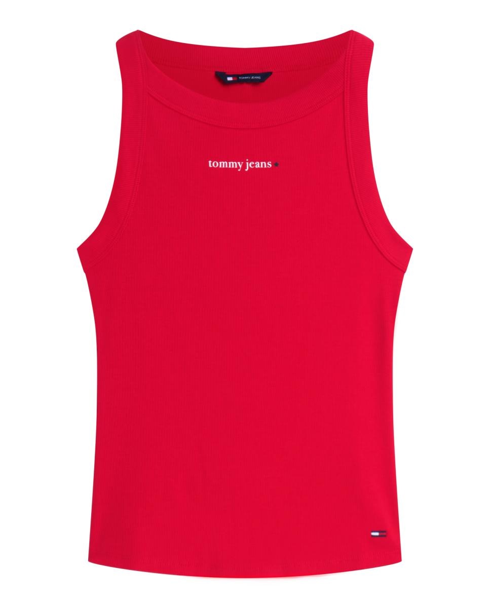 T-shirt sem Mangas com Logótipo Estampado Vermelho-4
