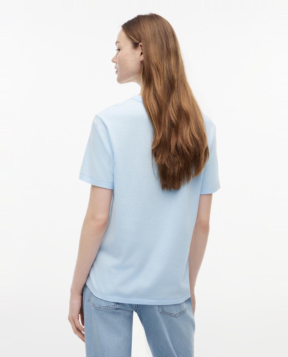 T-shirt Relaxed Fit com Manga Curta Azul-claro-3