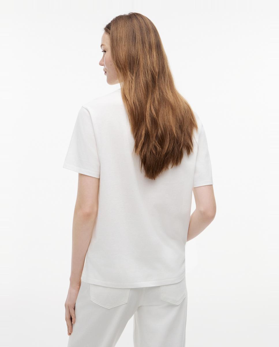 T-shirt Relaxed Fit com Manga Curta Branco-3