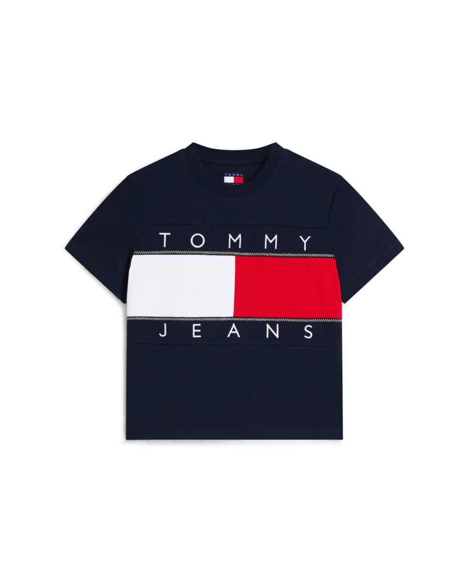 Camiseta de mujer de fit regular y bandera bordada de Tommy Jeans - Azul marino Azul marino-4