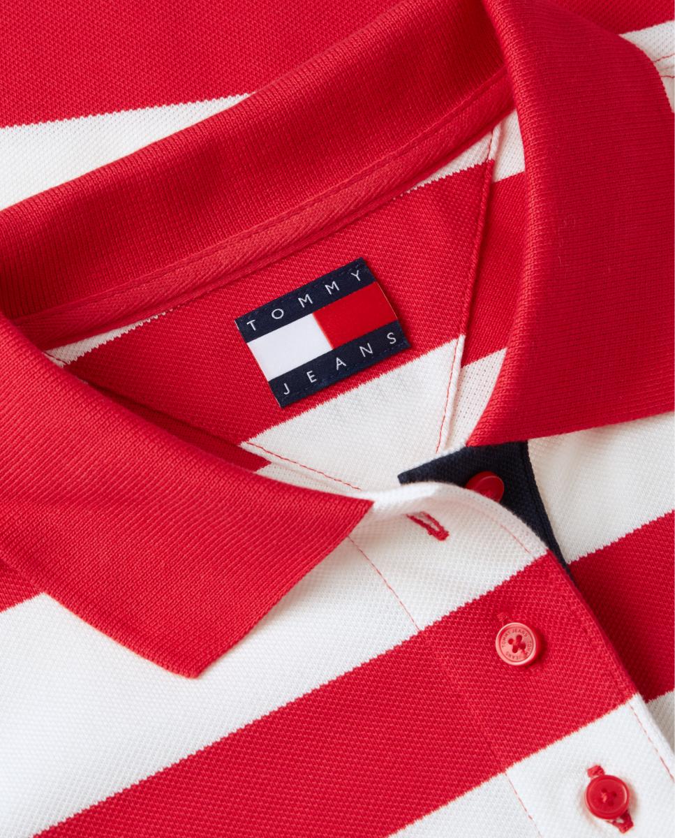 Polo Relaxed Fit com Desenho às Riscas Vermelho-6
