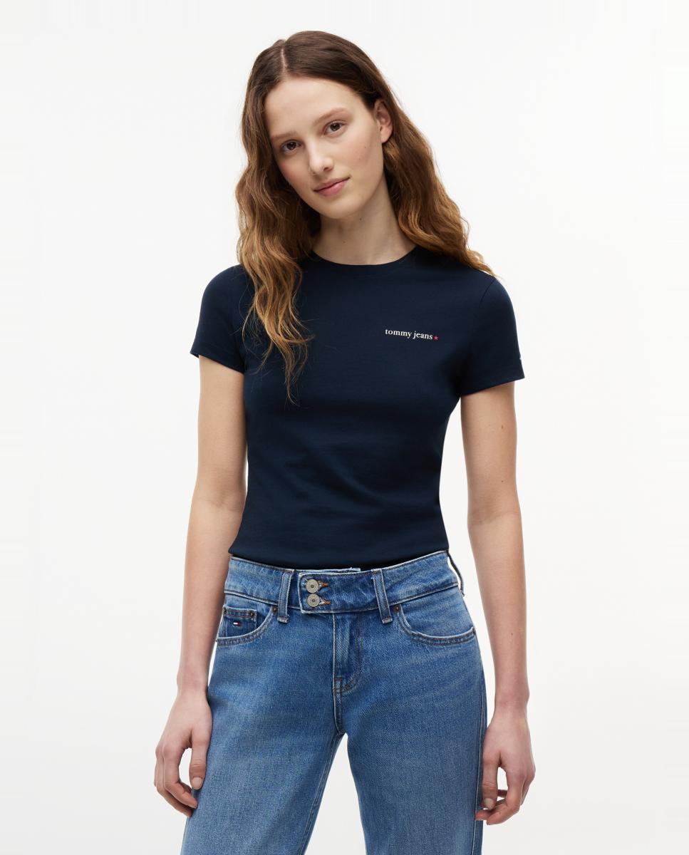 Imagen 0 de Camiseta de mujer slim fit manga corta Azul marino