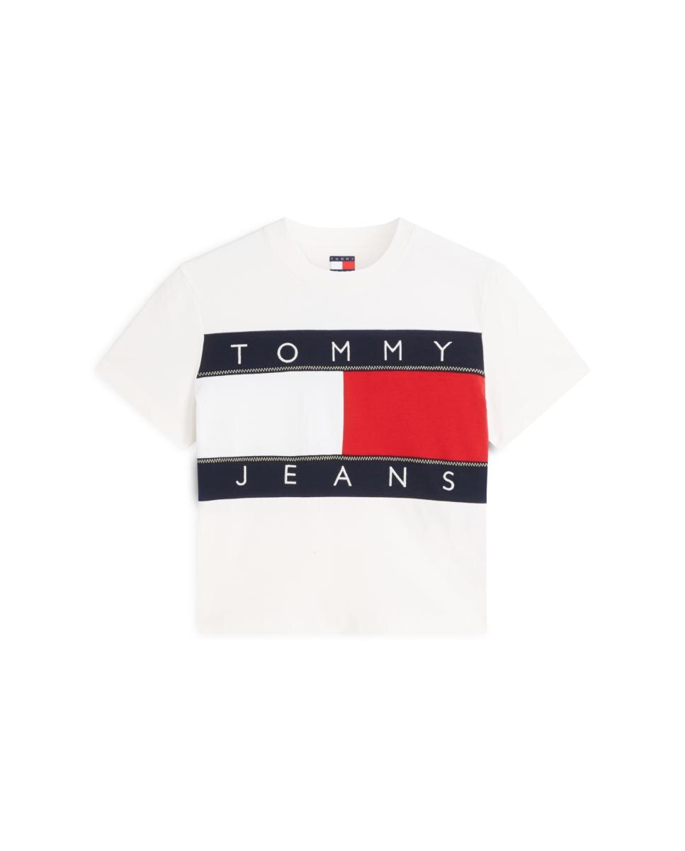 T-shirt Regular Fit com Bandeira Bordada Branco-4