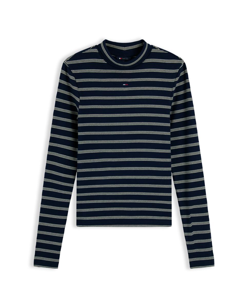 Camisola Essential de Manga Comprida Slim Fit Azul-marinho-5