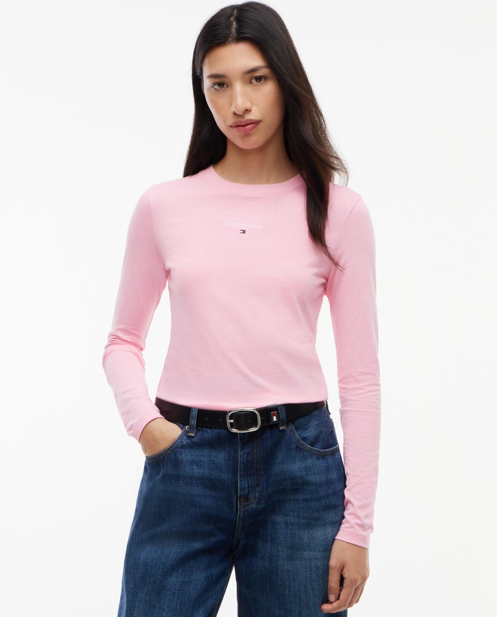 Imagen 0 de Camiseta clásica de manga larga slim fit de Tommy Jeans Rosa claro