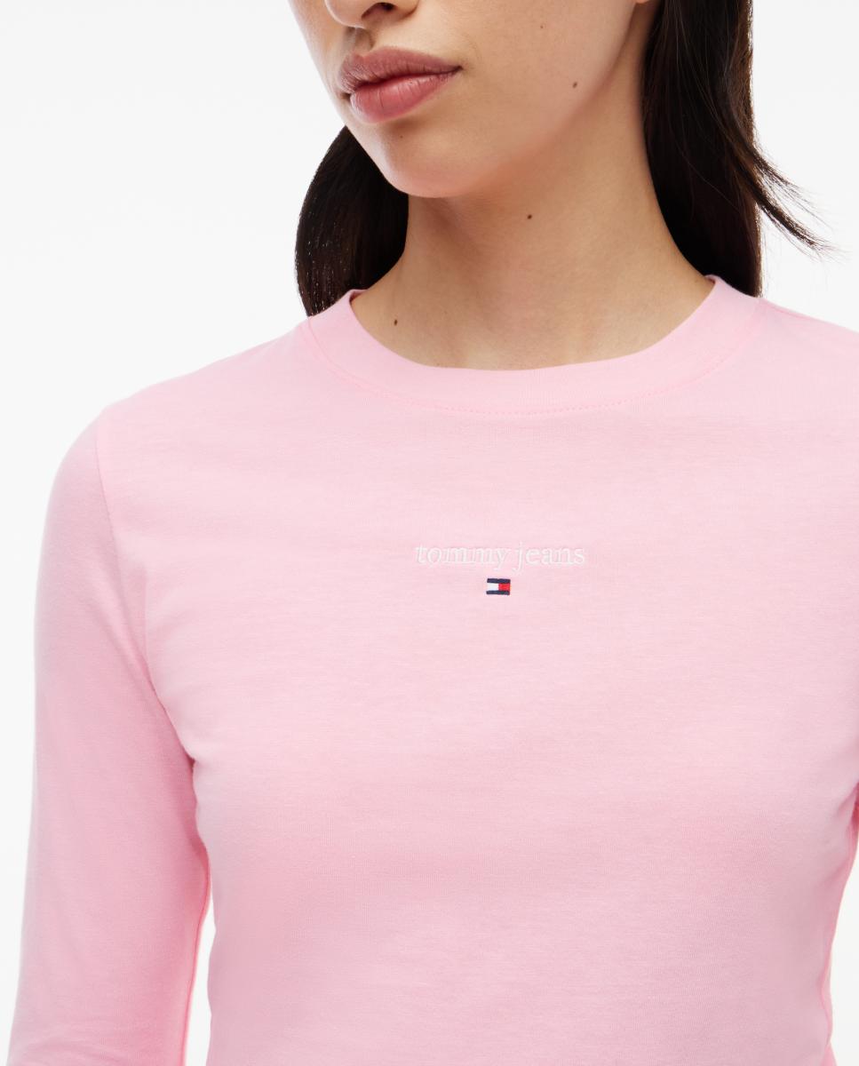 Camiseta clásica de manga larga slim fit de Tommy Jeans - Rosa claro Rosa claro-3