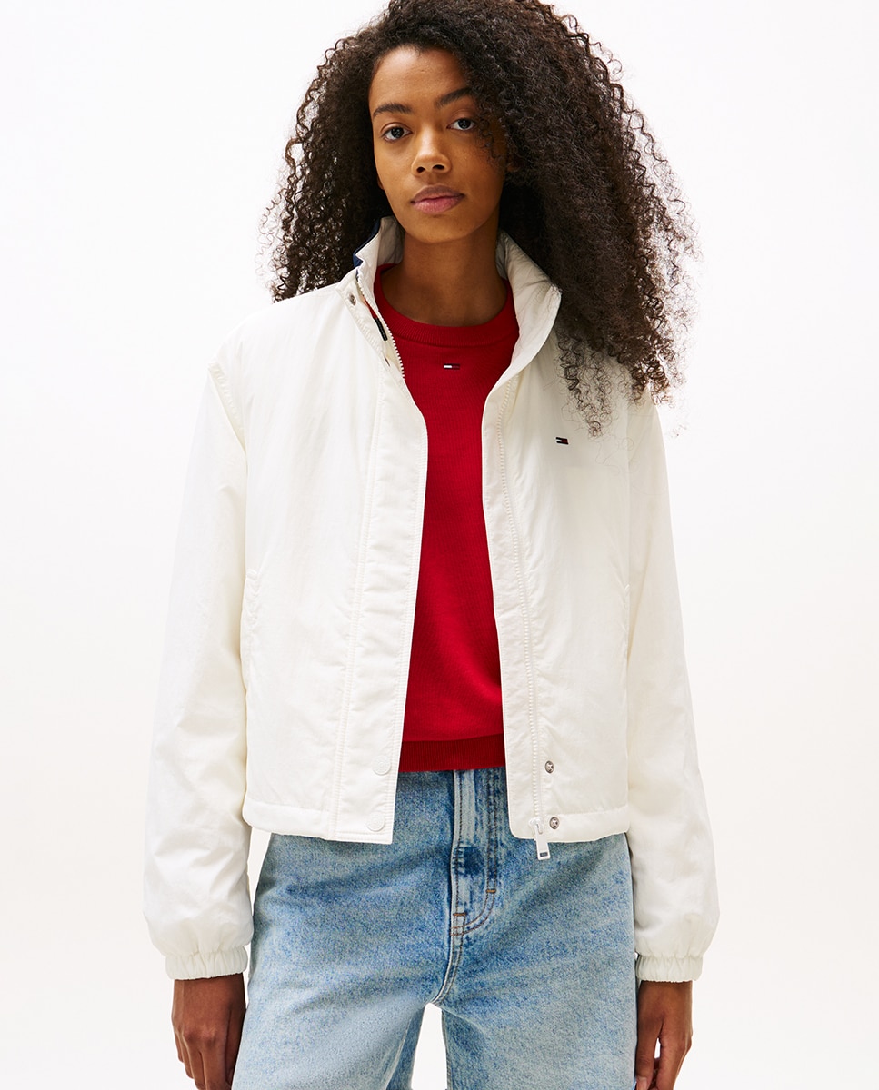 Casaco Acolchoado com Branding na Gola Branco-1