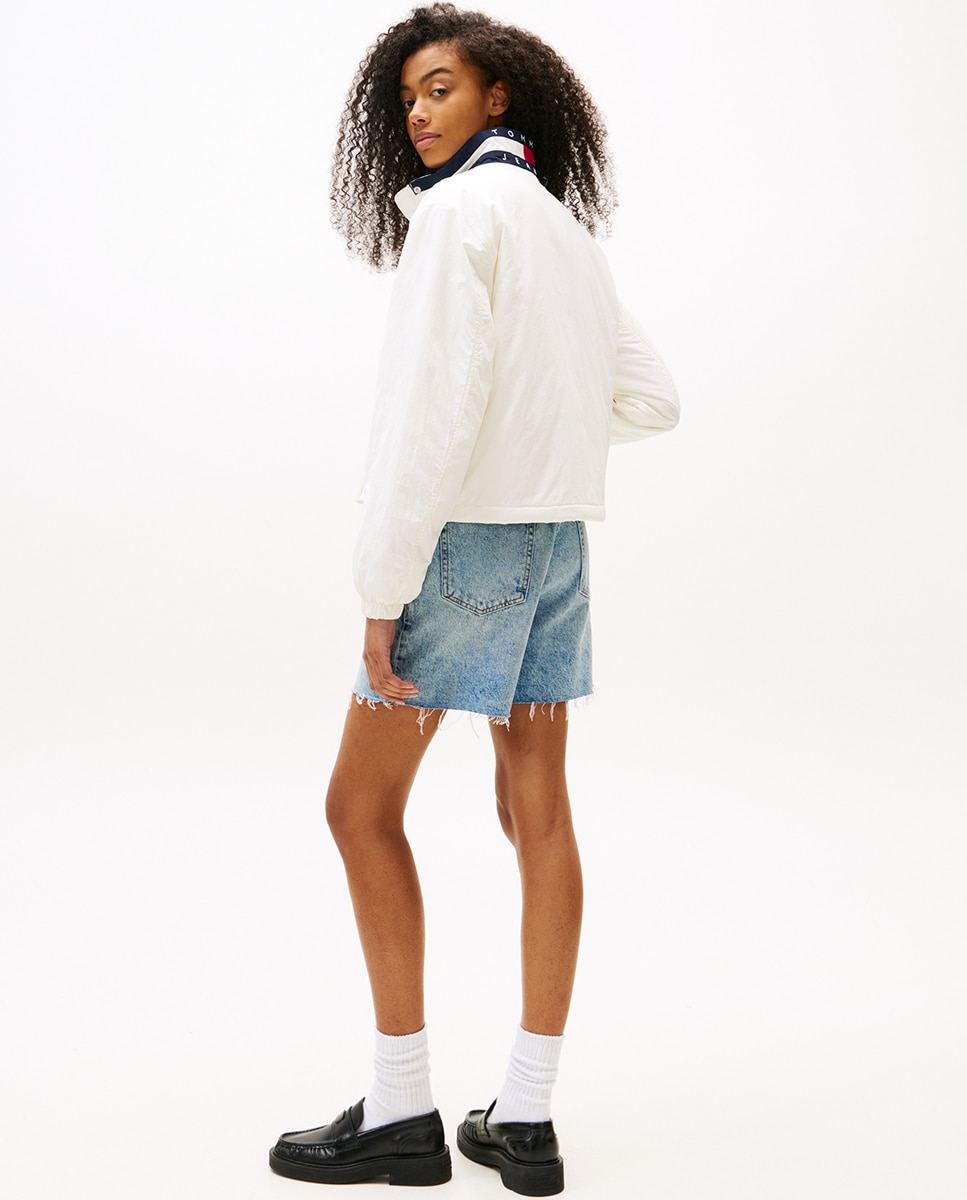 Casaco Acolchoado com Branding na Gola Branco-2