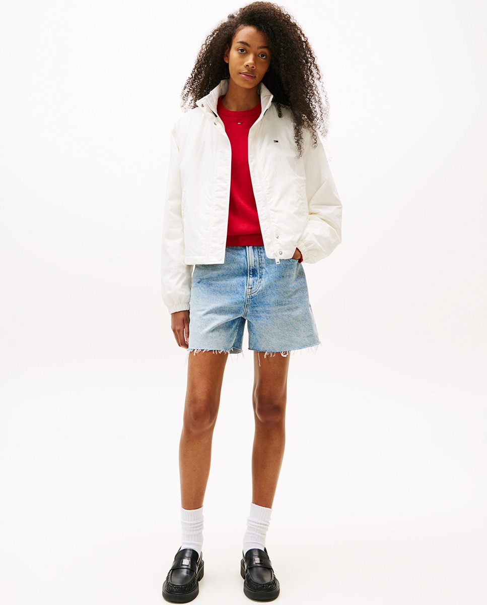 Casaco Acolchoado com Branding na Gola Branco-3