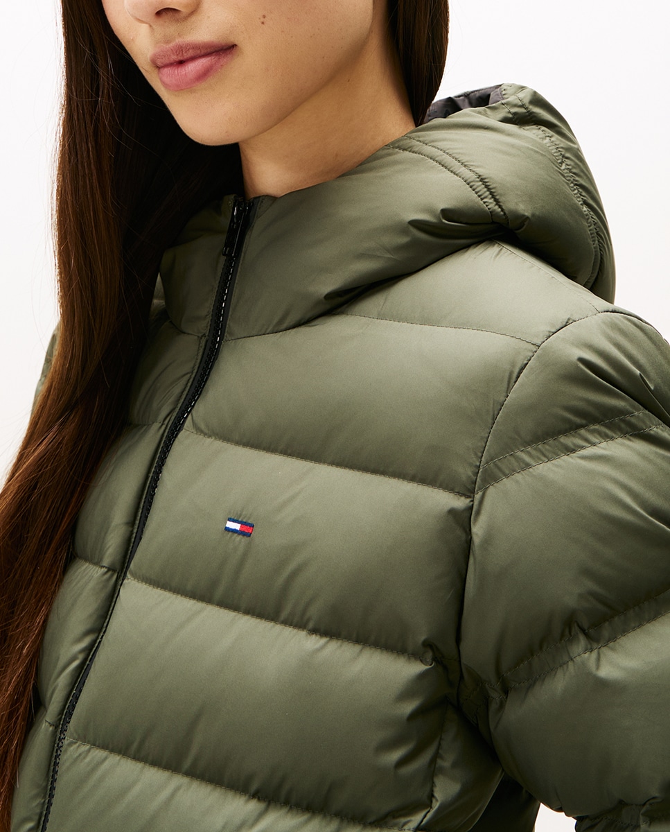 Casaco acolchoado com capuz Caqui-4