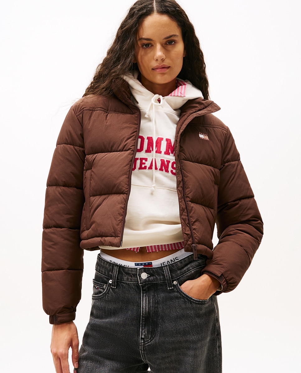 Imagem 0 de Blusão Acolchoado Cropped com Logótipo Bordado a Condizer nas Costas