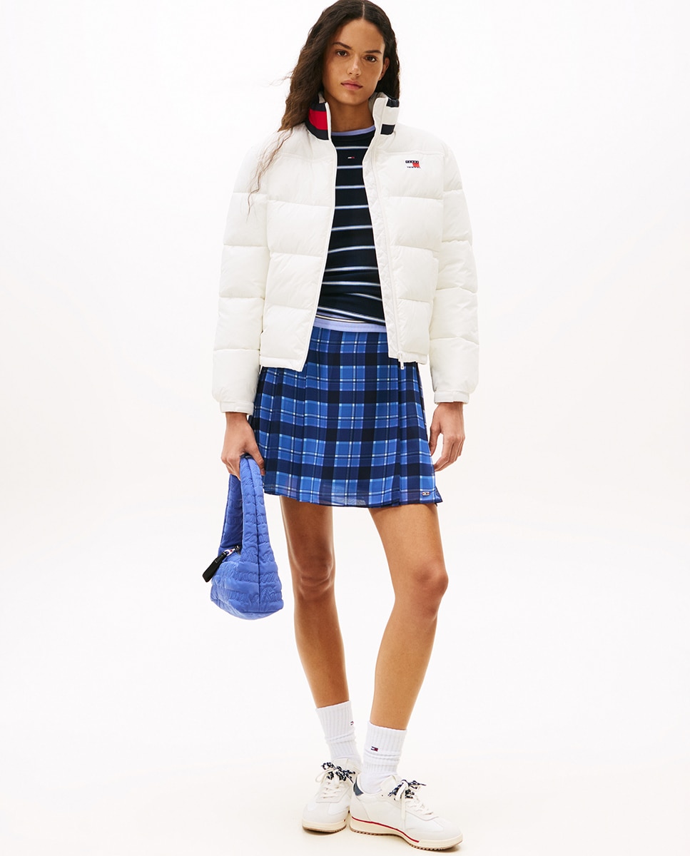 Blusão Acolchoado com Detalhe da Marca na Gola Branco-3