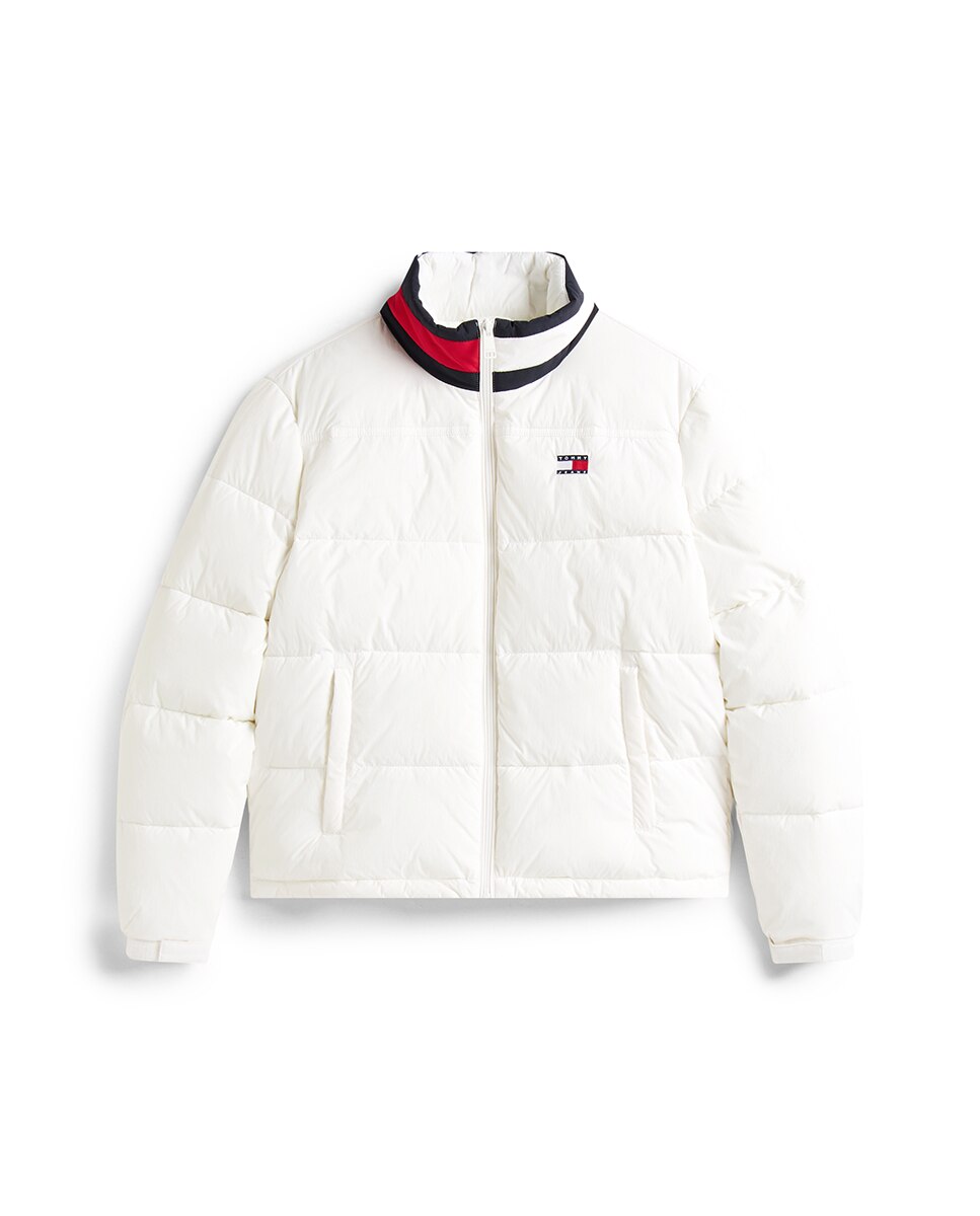 Blusão Acolchoado com Detalhe da Marca na Gola Branco-5