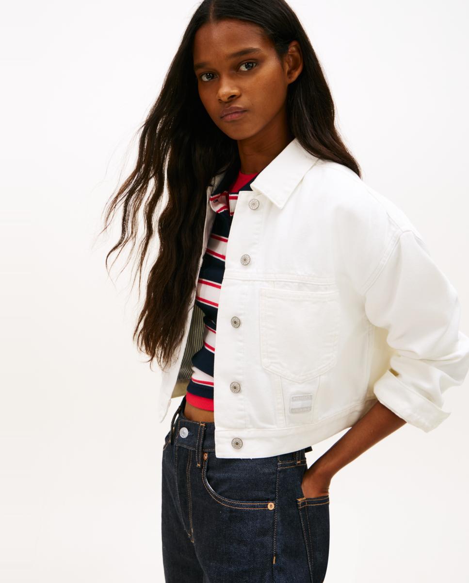 Casaco de Ganga Oversized Cropped Branco-4