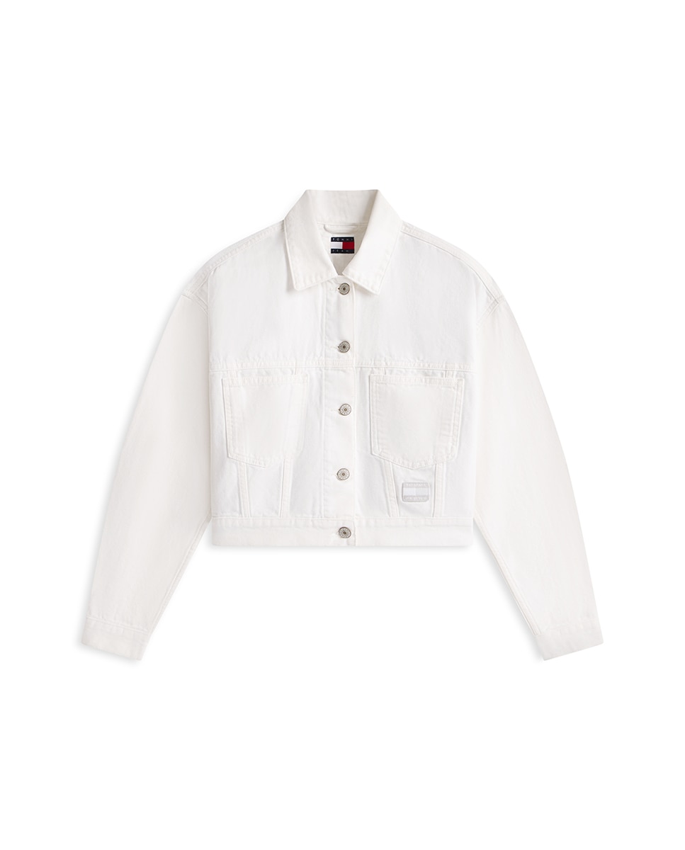 Casaco de Ganga Oversized Cropped Branco-5