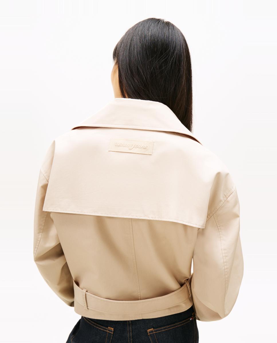 Gabardine Cropped de Corte Feminino Bege-4