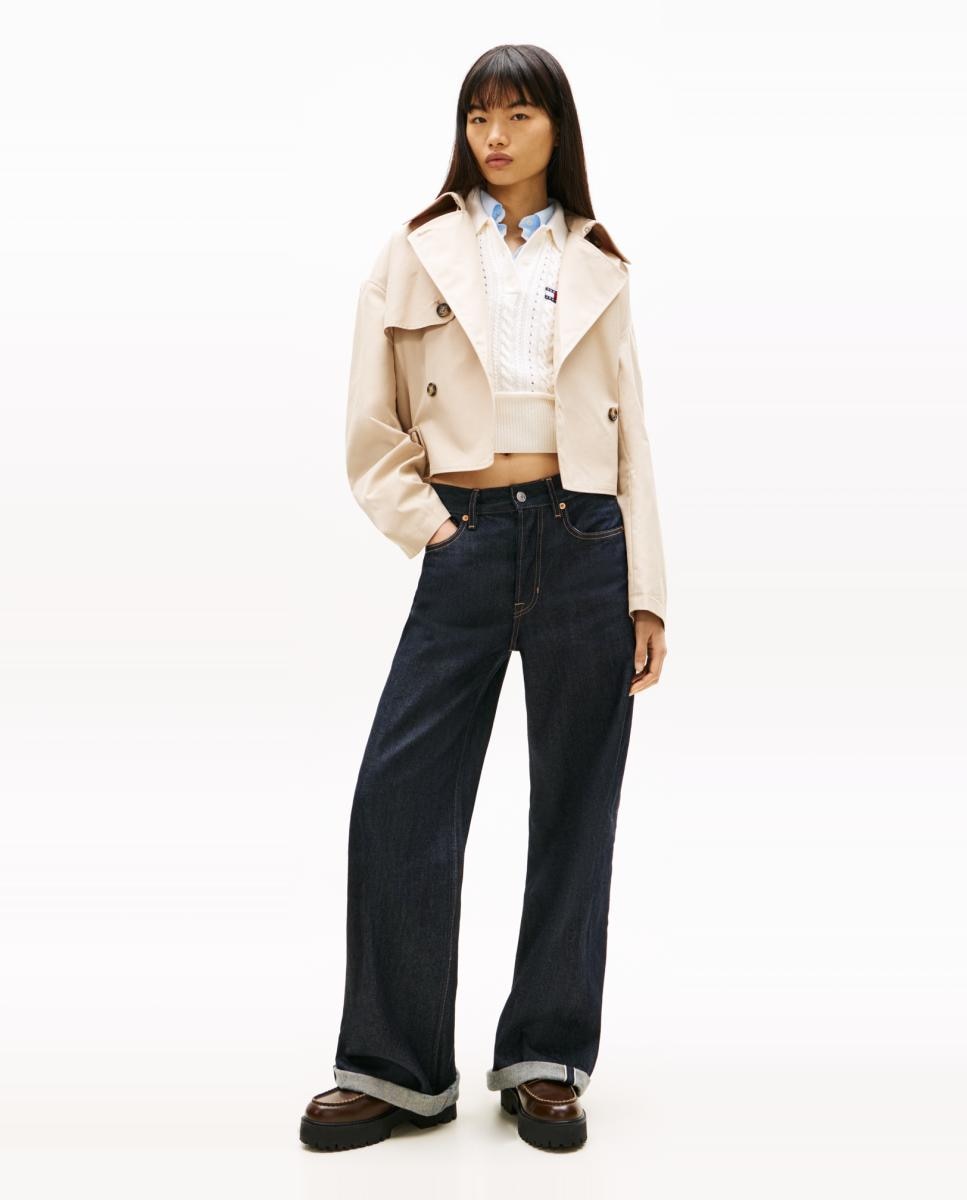 Gabardine Cropped de Corte Feminino Bege-6