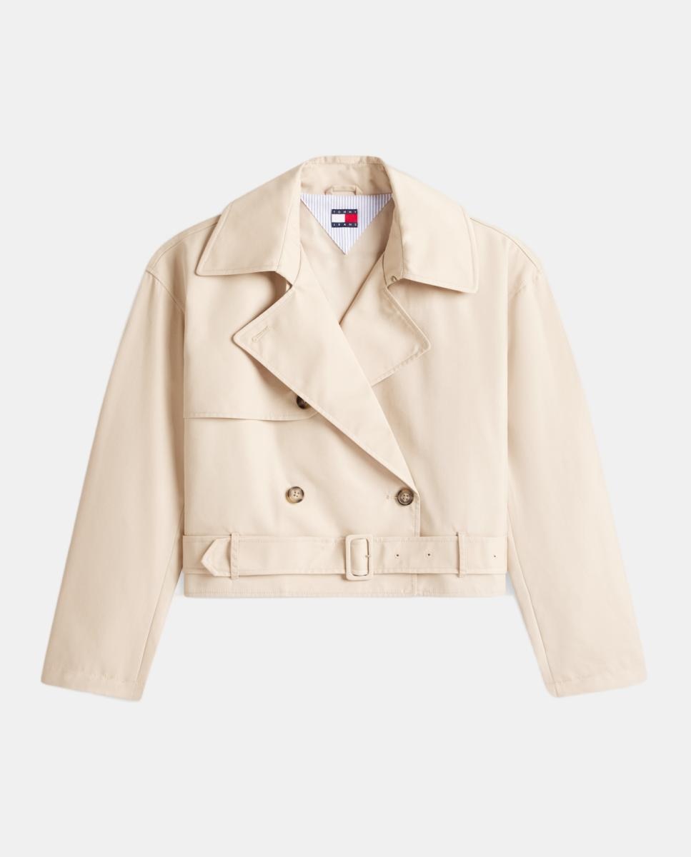 Gabardine Cropped de Corte Feminino Bege-5