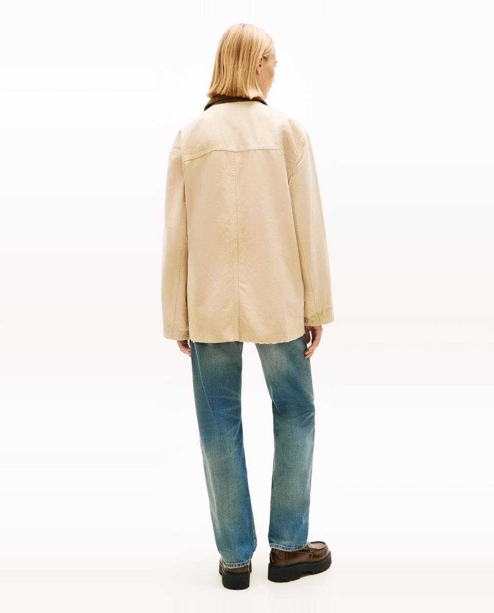 Casaco Oversized com Vários Bolsos Bege-2