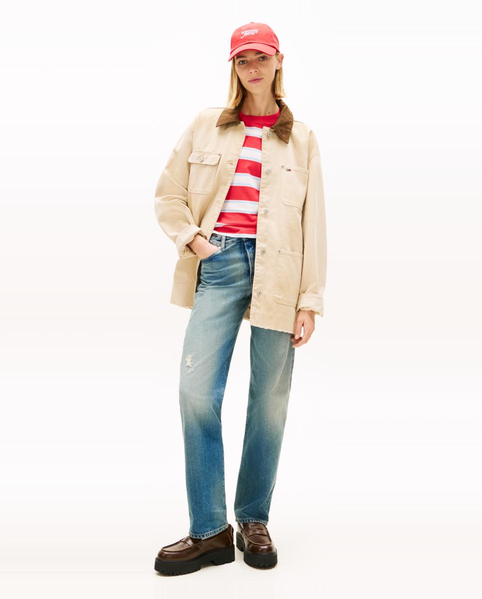 Casaco Oversized com Vários Bolsos Bege-5
