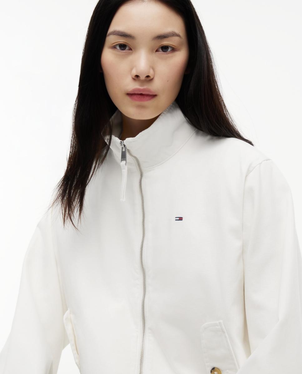 Chaqueta de mujer de algodón con cremallera y logo bordado. - Tommy Jeans - Blanco Blanco-2