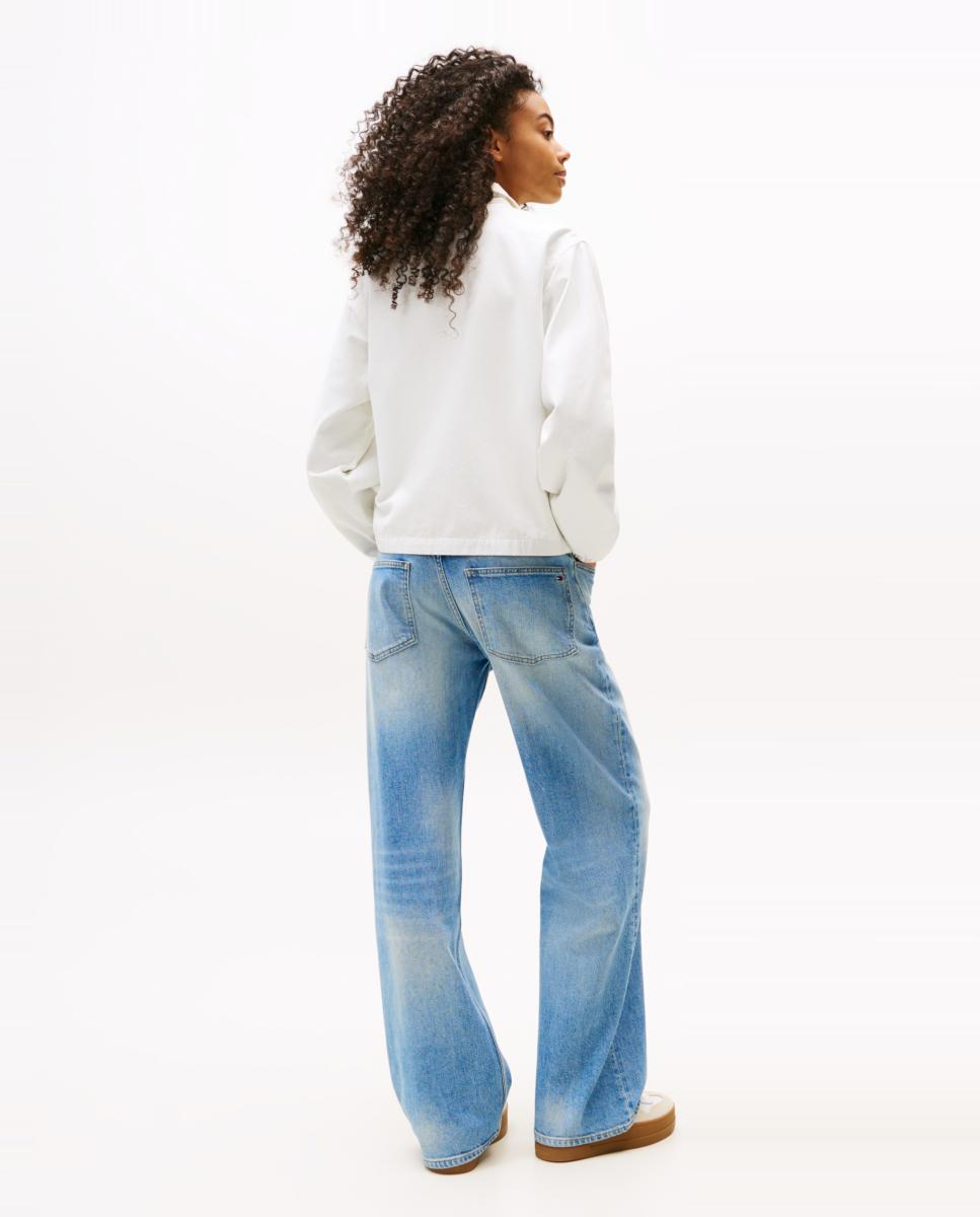 Chaqueta de mujer de algodón con cremallera y logo bordado. - Tommy Jeans - Blanco Blanco-5