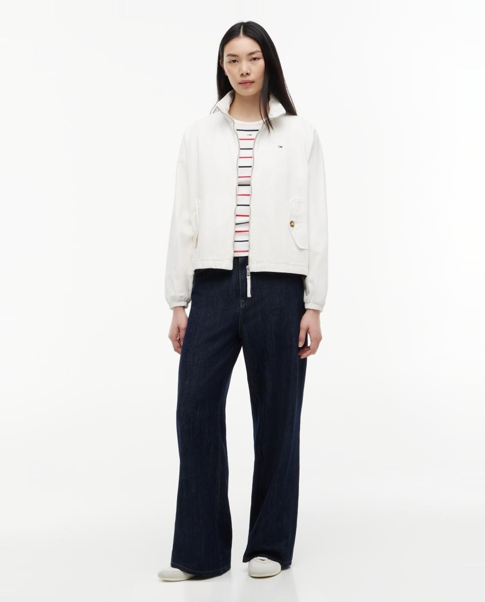 Chaqueta de mujer de algodón con cremallera y logo bordado. - Tommy Jeans - Blanco Blanco-7