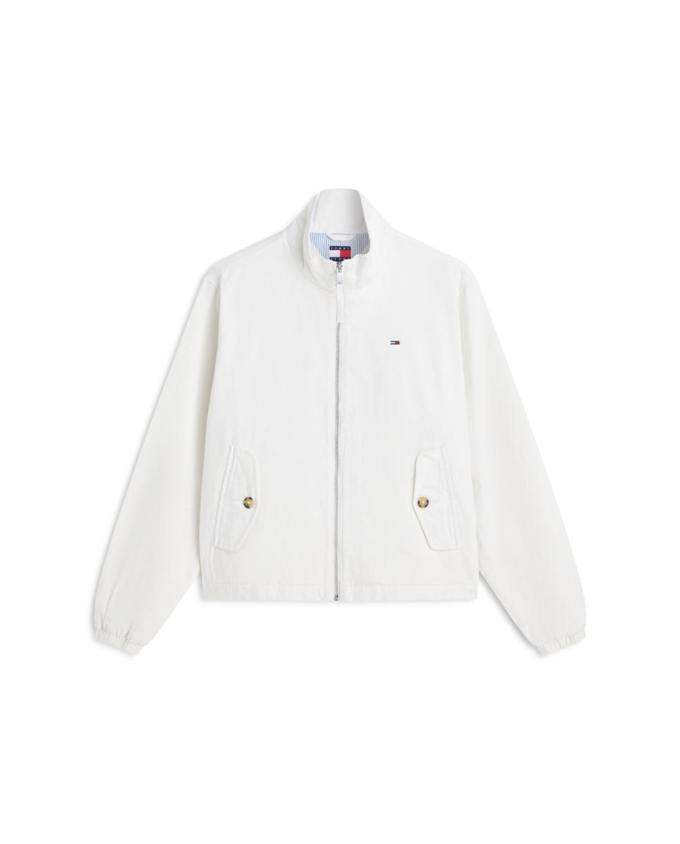 Chaqueta de mujer de algodón con cremallera y logo bordado. - Tommy Jeans - Blanco Blanco-6