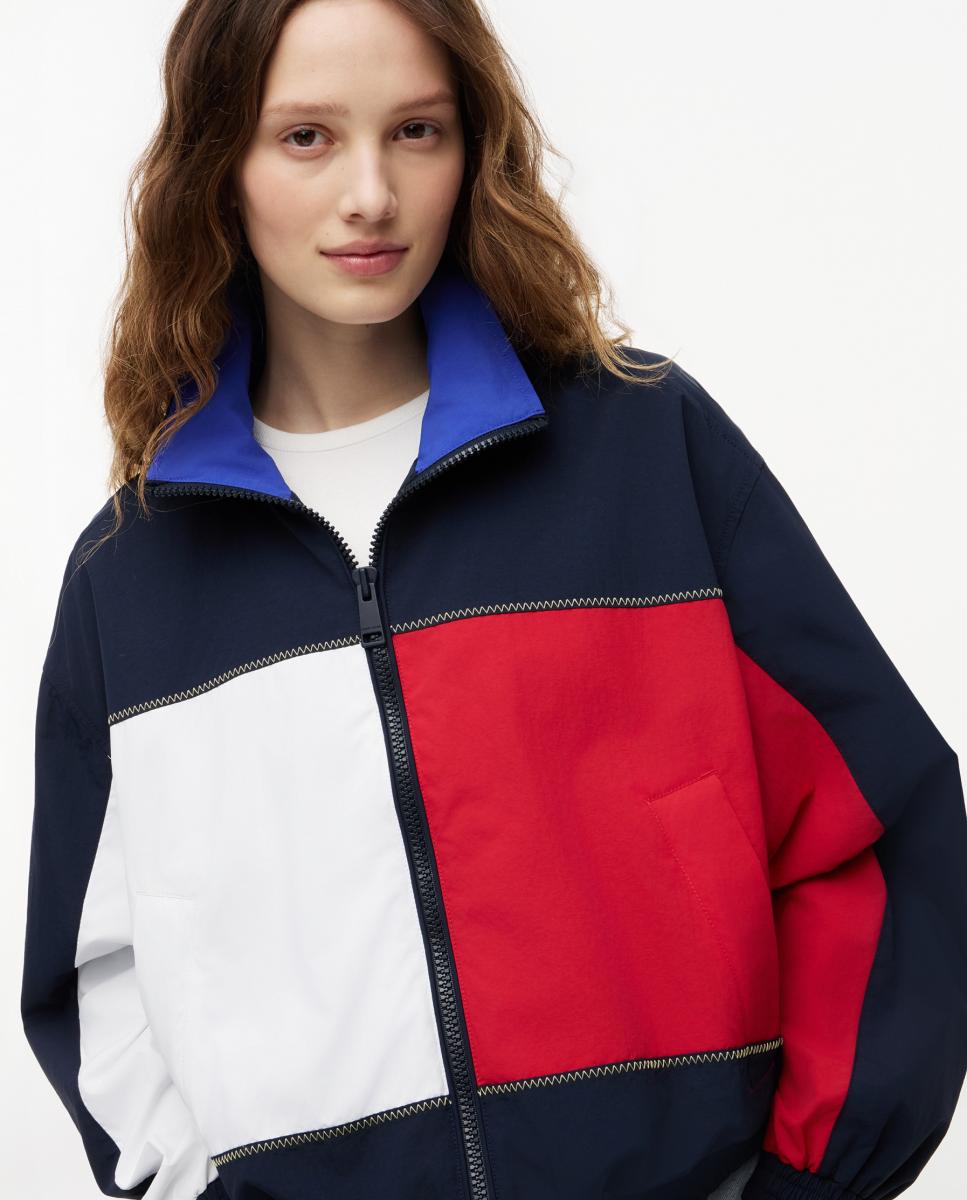 Chaqueta de mujer tipo cortavientos y con diseño grande de bandera - Tommy Jeans - Azul marino Azul marino-2