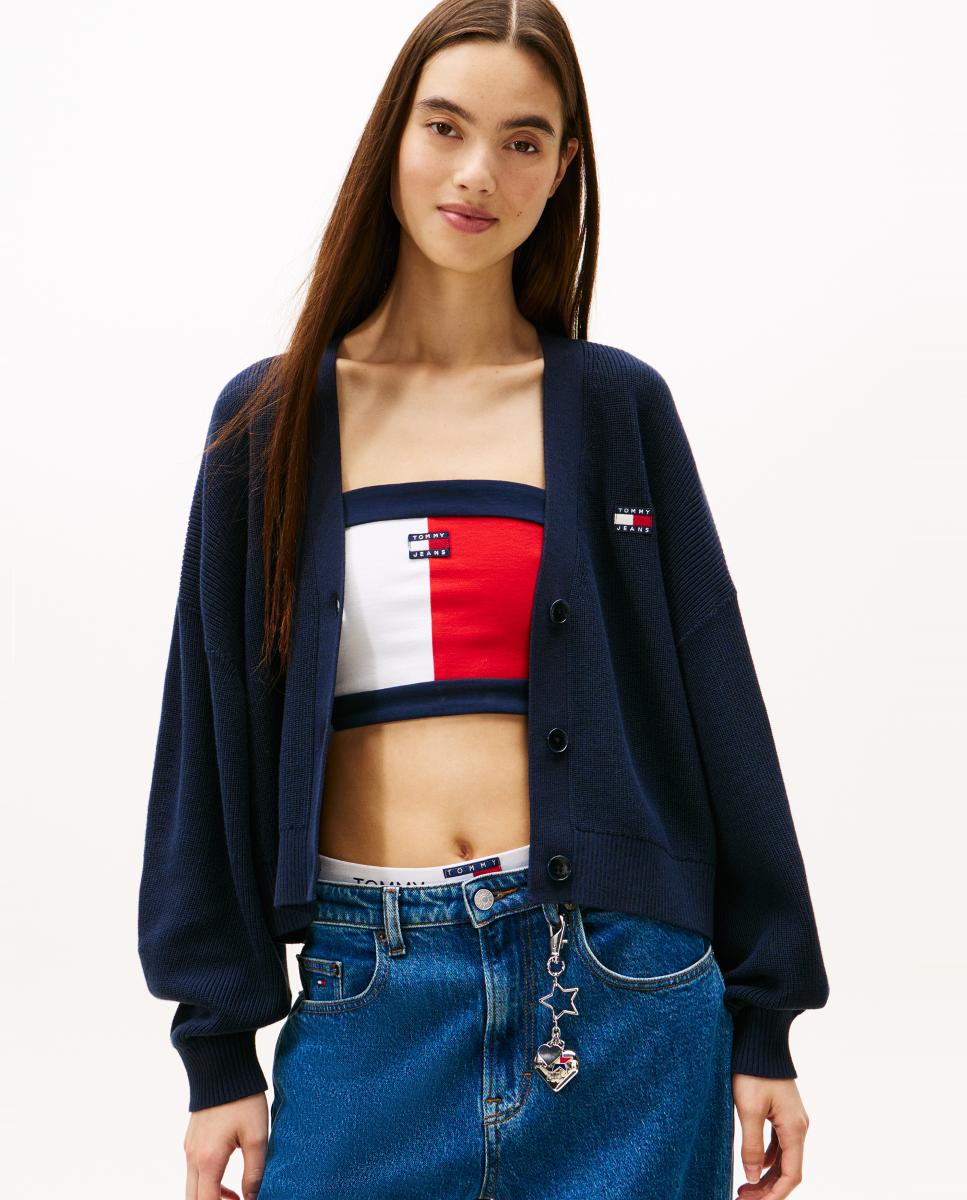 Cardigan com Bandeira nas Costas Azul-marinho-1