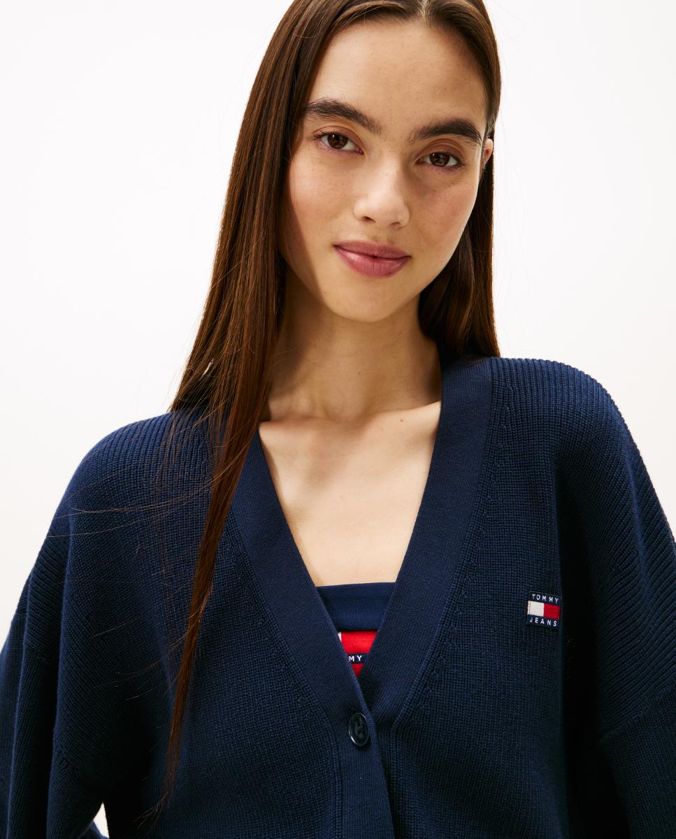 Cardigan com Bandeira nas Costas Azul-marinho-3