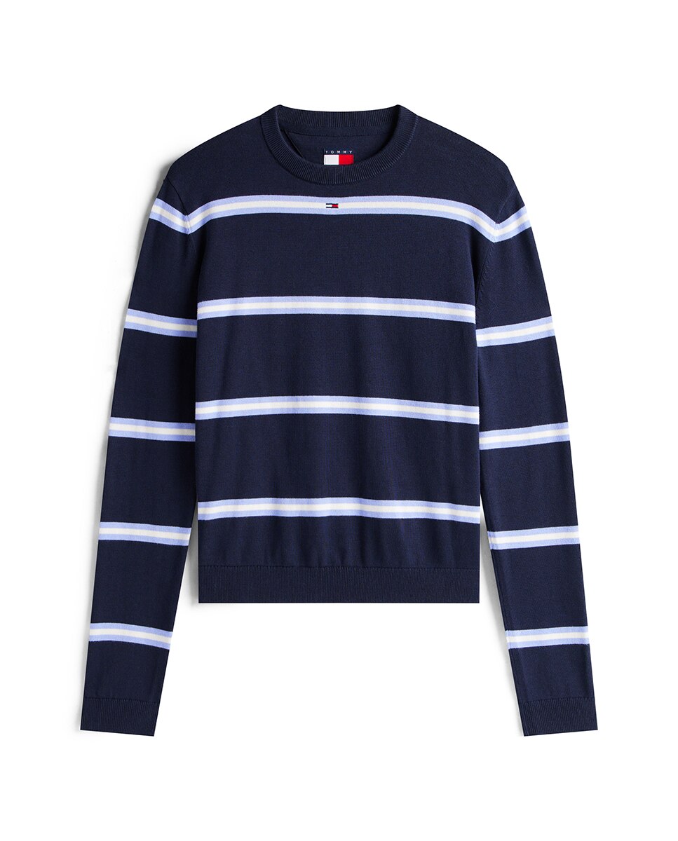 Camisola de malha básica de mulher com decote redondo Azul-marinho-5