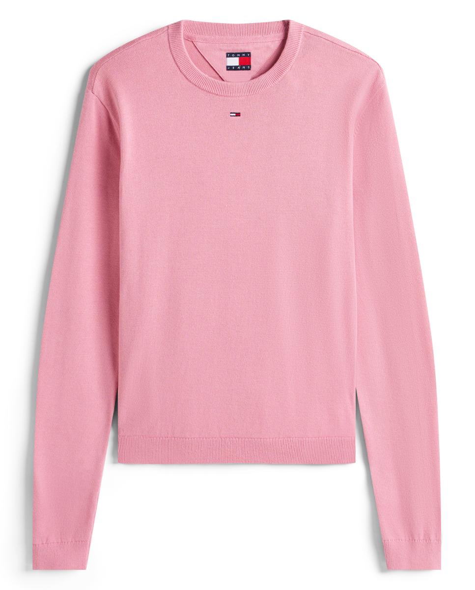 Camisola de malha básica de mulher com decote redondo Rosa-5