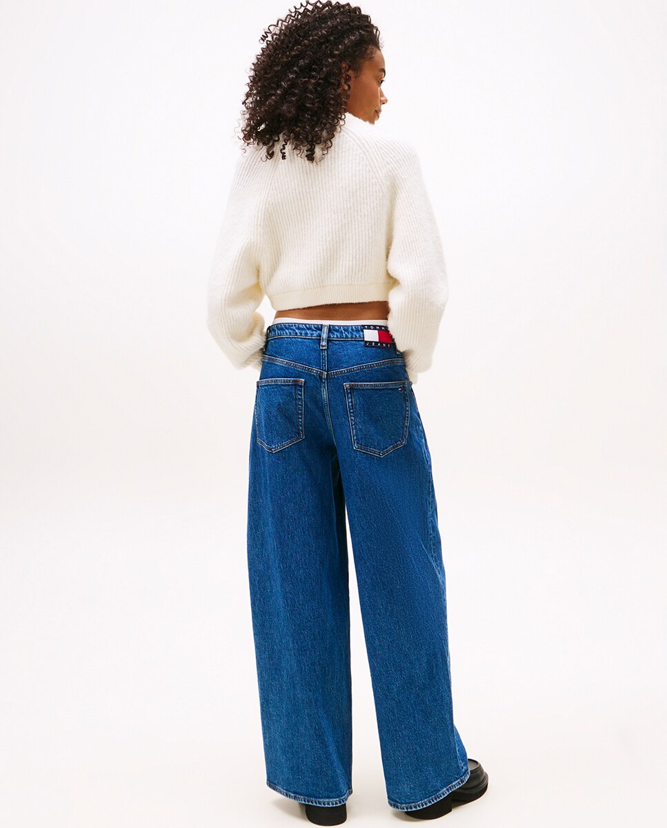 Camisola de Malha Crop Fit com Logótipo no Peito Branco-2