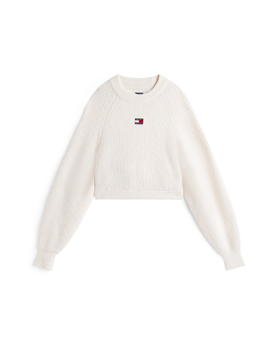 Camisola de Malha Crop Fit com Logótipo no Peito Branco-5