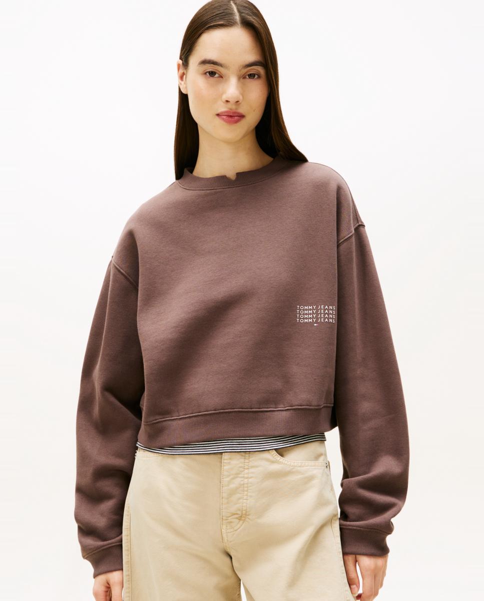 Tommy Jeans - Sudadera de mujer cuello redondo cropped fit.