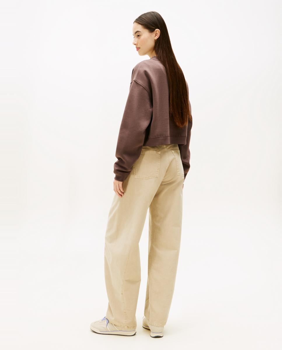 Sweatshirt Cropped Fit com Decote Redondo Preto-2